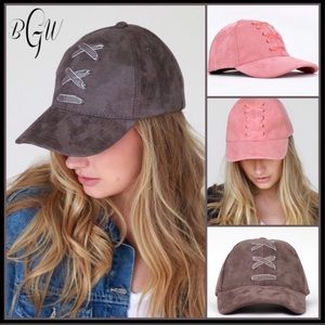 So cute!! 💕🌺💋 Velvet Lace Up Faux Suede Cap